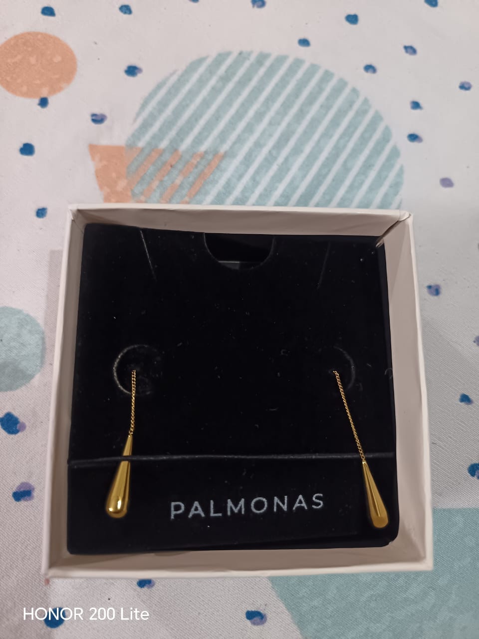 Customer photo review of Gold Water Drop Tassel Earrings