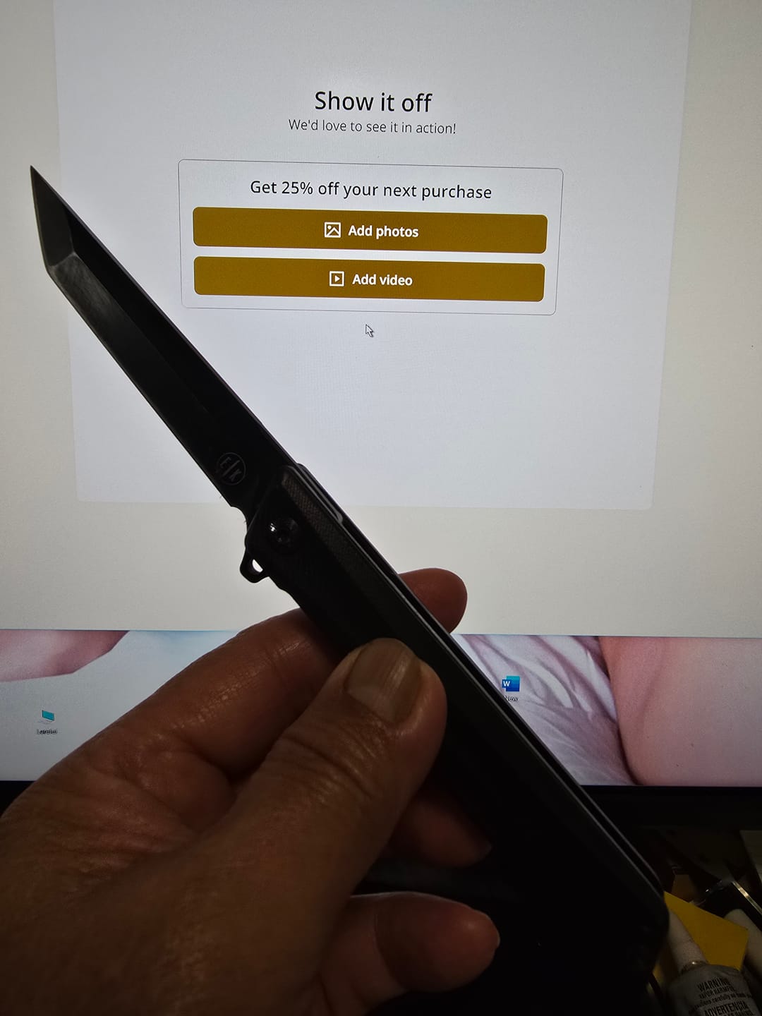 Customer photo review of The Executive D2 Knife