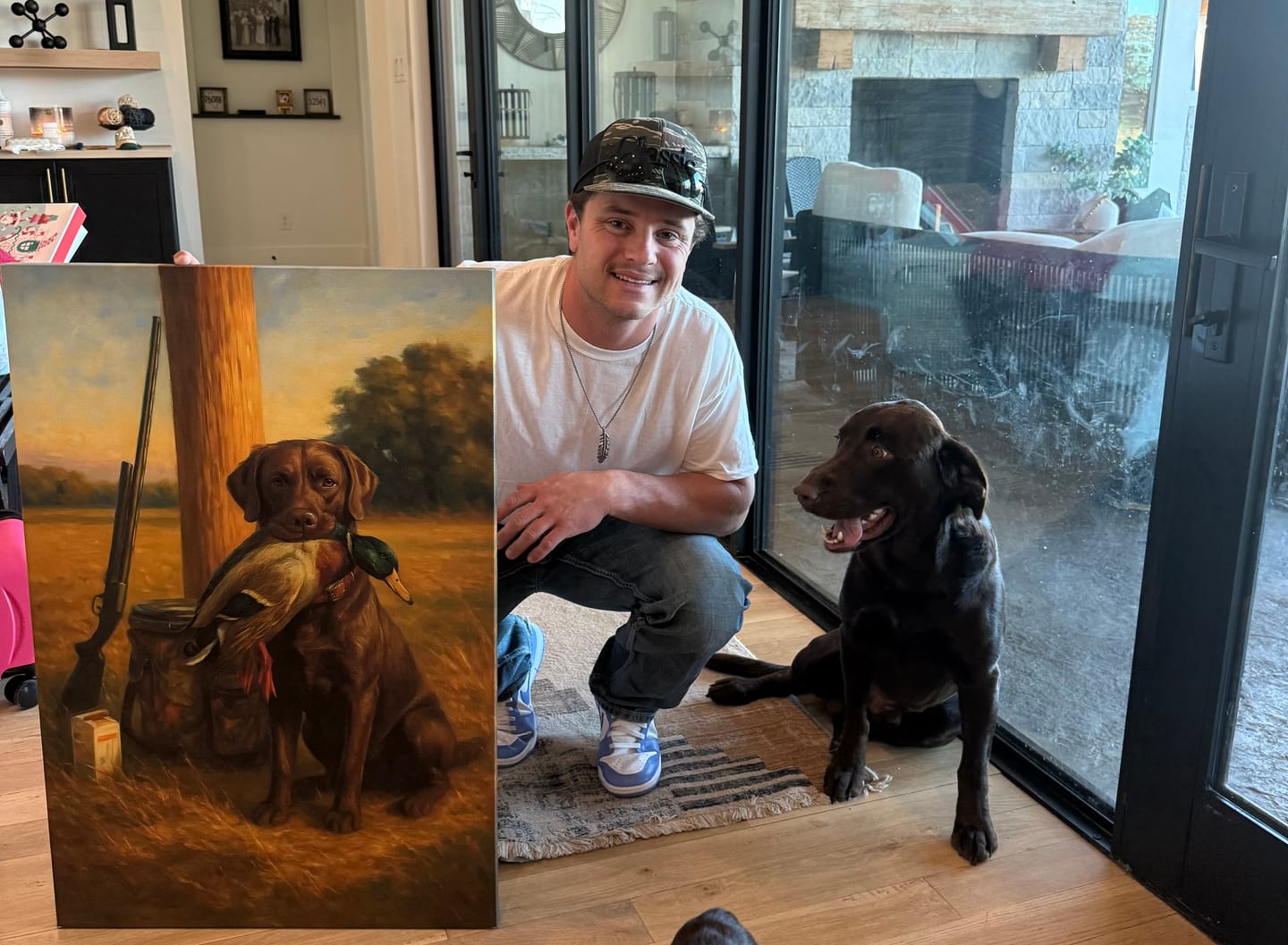 Customer photo review of Personalized Hunting Dog Canvas – Custom Golden Retriever Dog Wall Art With Duck