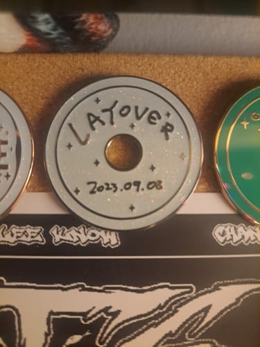 Customer photo review of BTS Solo CD Enamel Pins Collection