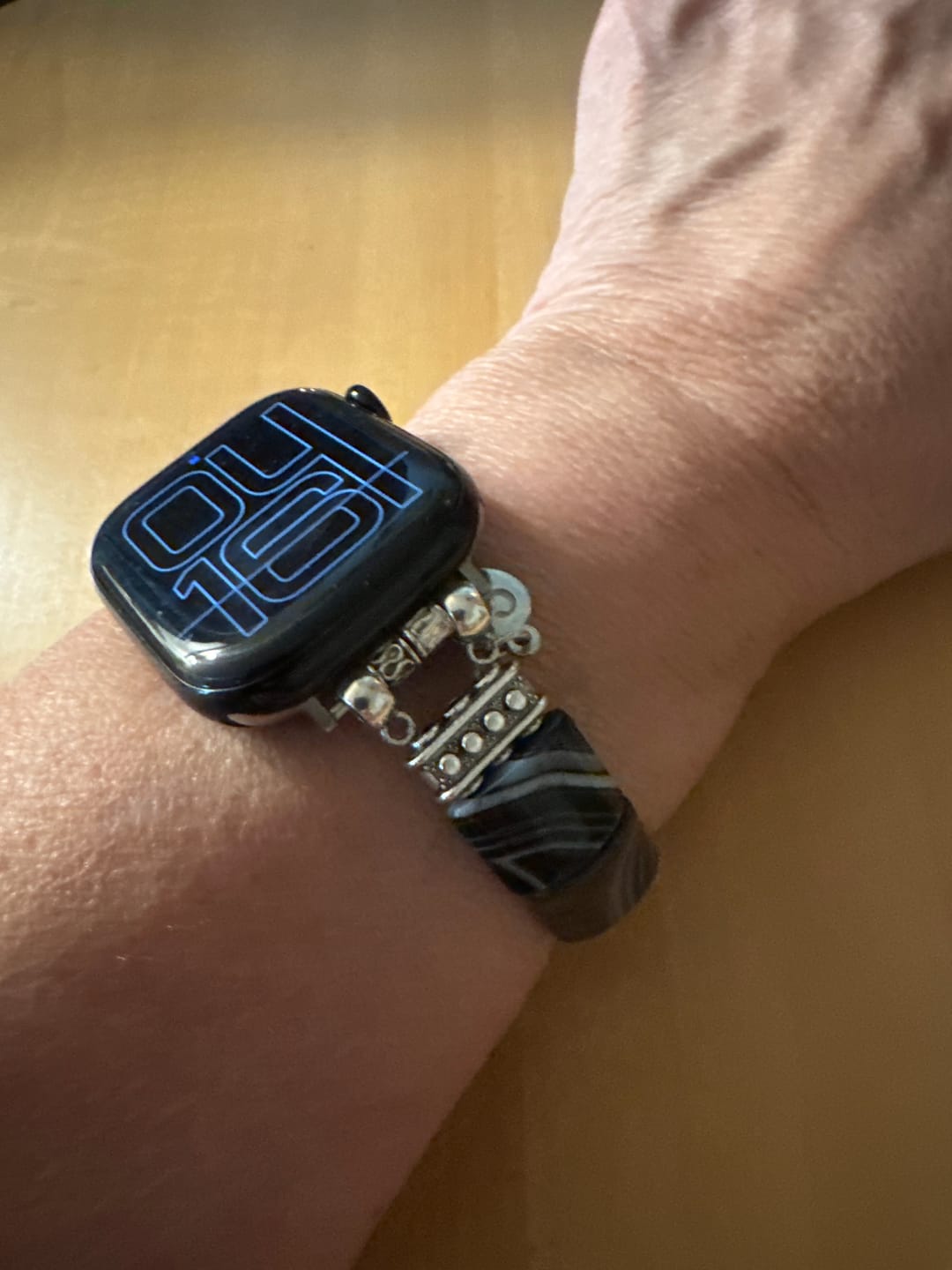 Customer photo review of Bohemian Noir Stretch Apple Watch Strap