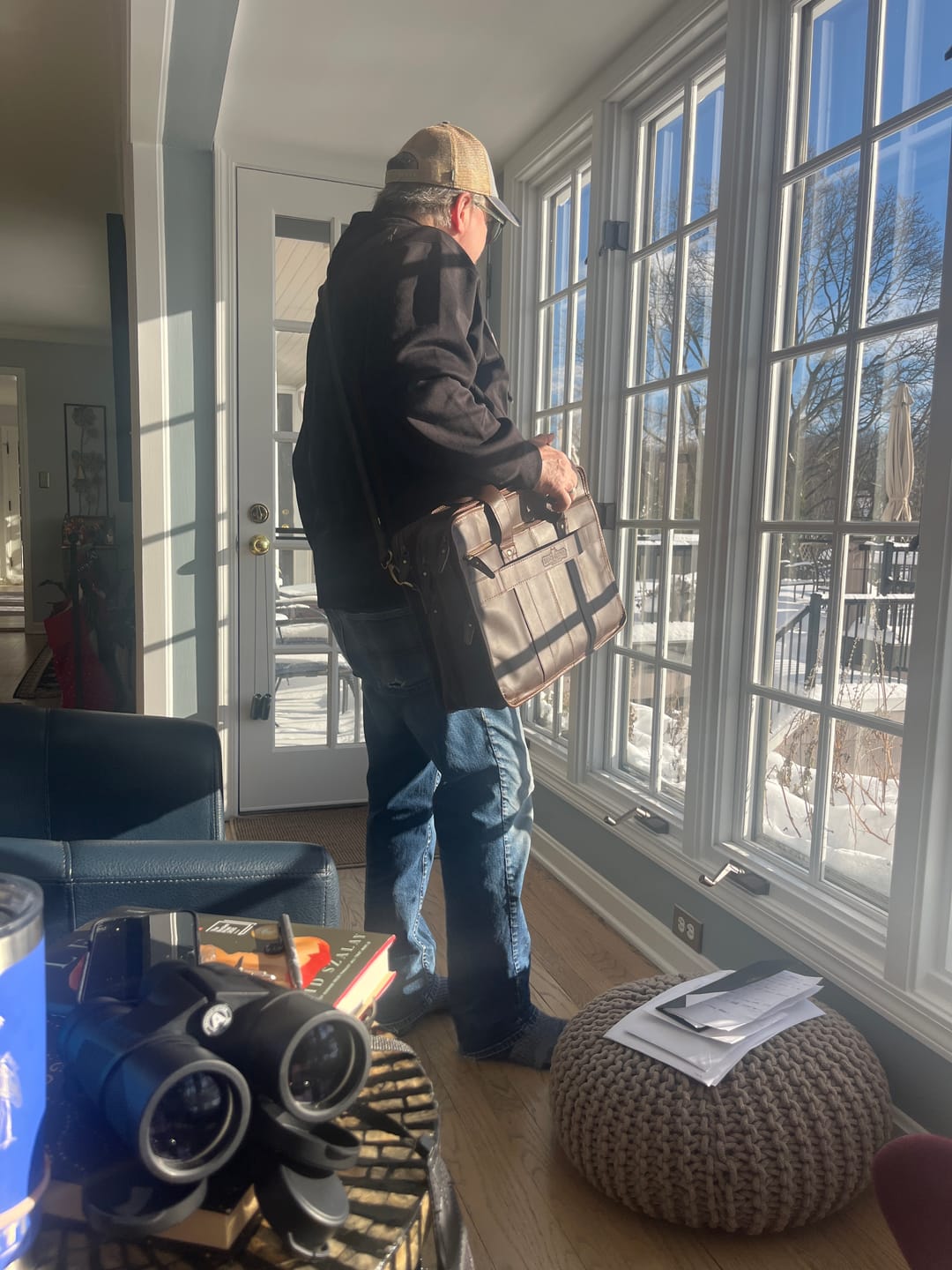 Customer photo review of Large Full Grain Leather Laptop Briefcase