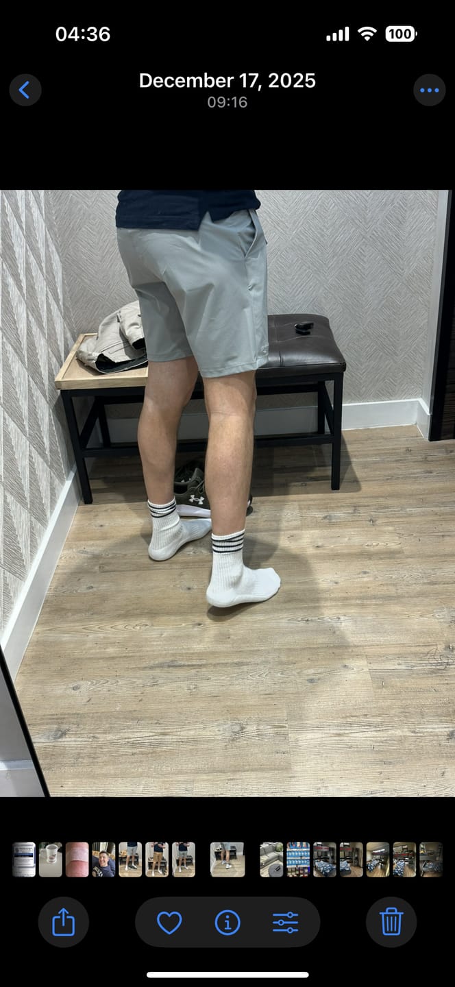 Customer photo review of 4 Way Stretch Chino Shorts Stone