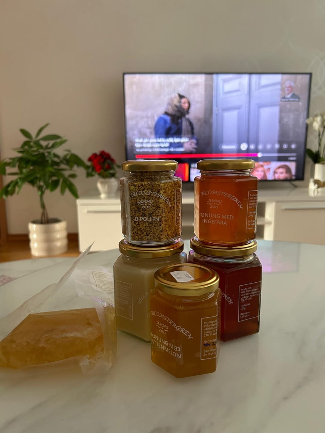 Customer photo review of Höstens honungspaket – 5 burkar + honungspinne & fri frakt! 🍯🍂