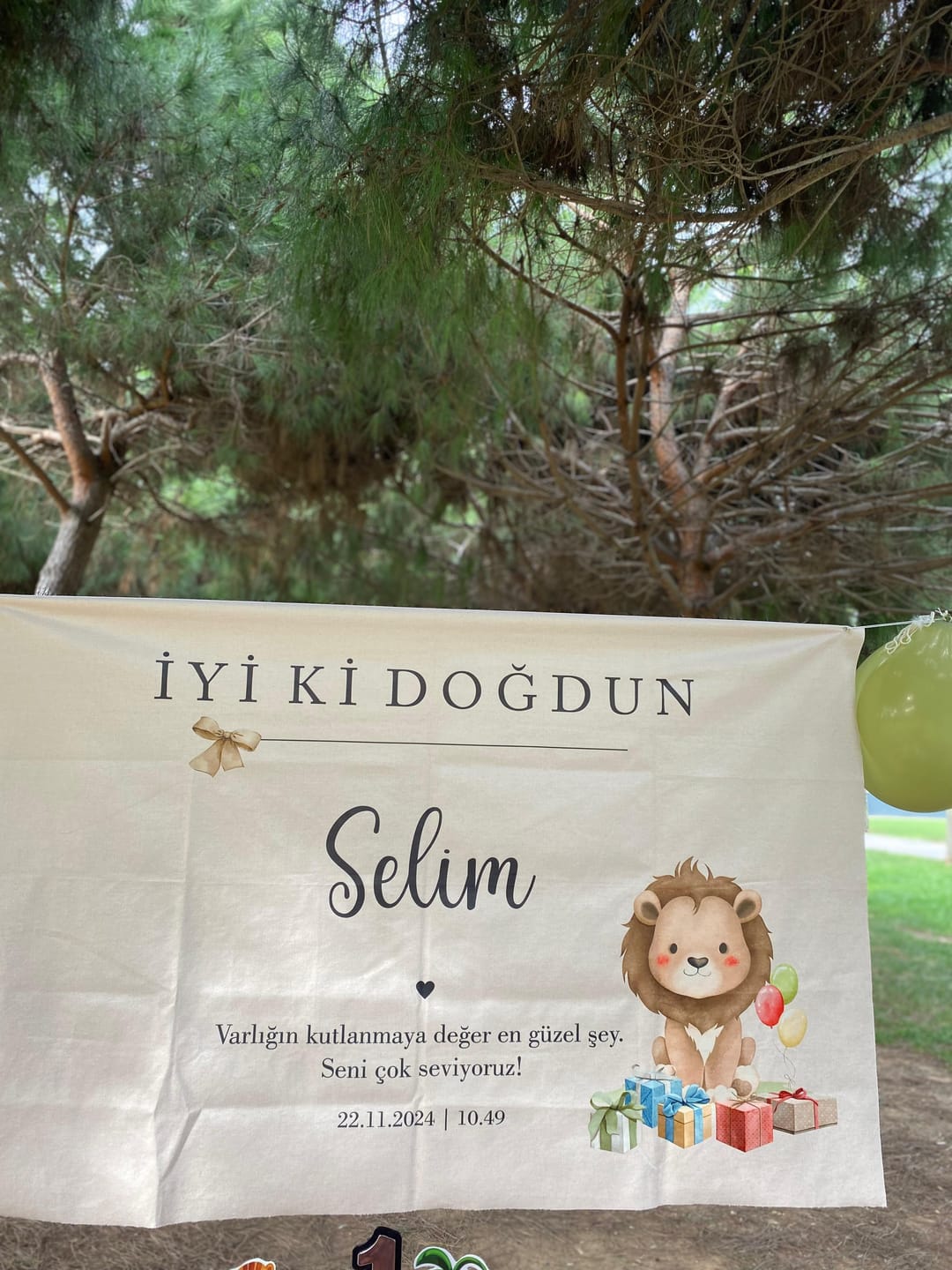 Customer photo review of Kişiselleştirilebilir Aslan Figürlü Doğum Günü Örtüsü (#108)