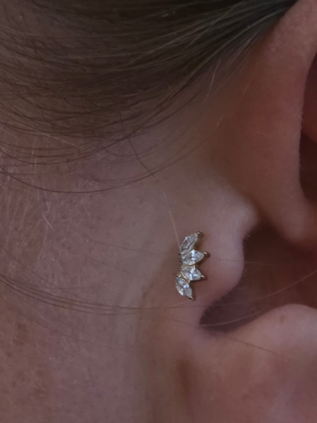Customer photo review of Magic Lotus Labret Piercing - Titan