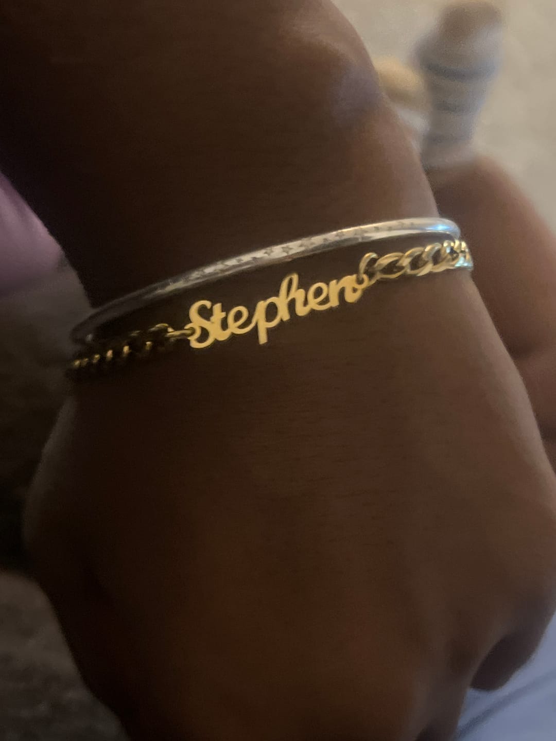 Customer photo review of Name Bracelet w/ Cuban Chain
