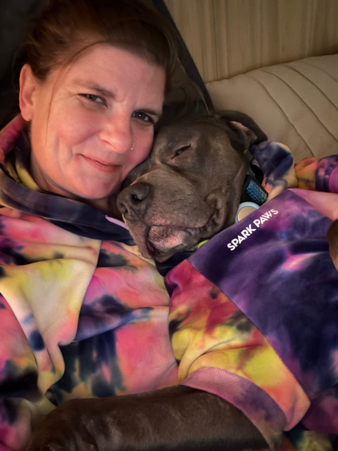 Customer photo review of Velvet Dog Hoodie - Berry Lemonade
