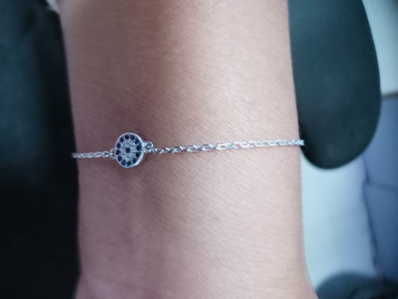 Customer photo review of Silver Evil Eye Bracelet