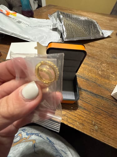 Customer photo review of The Wealth Circle® - 925 Sterling Silver Iced Out Diamond Hoop Earrings in 14K Gold