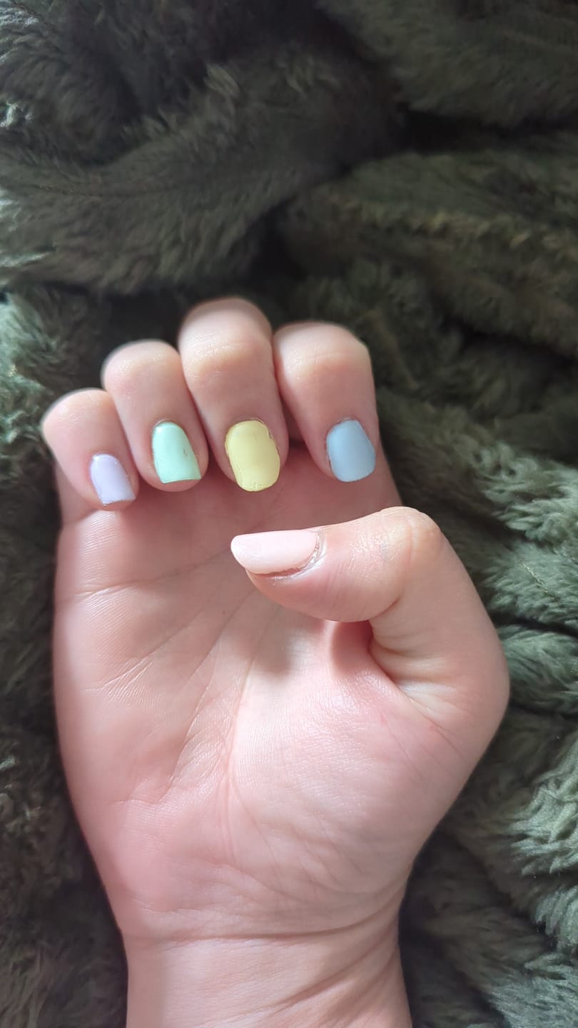 Customer photo review of Pastel Rainbow DIY Semicured Gel Nail Sticker Kit