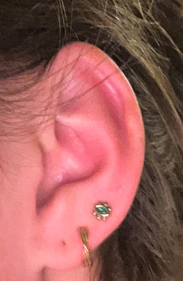 Customer photo review of Francesca Stud Earrings Gold & Green