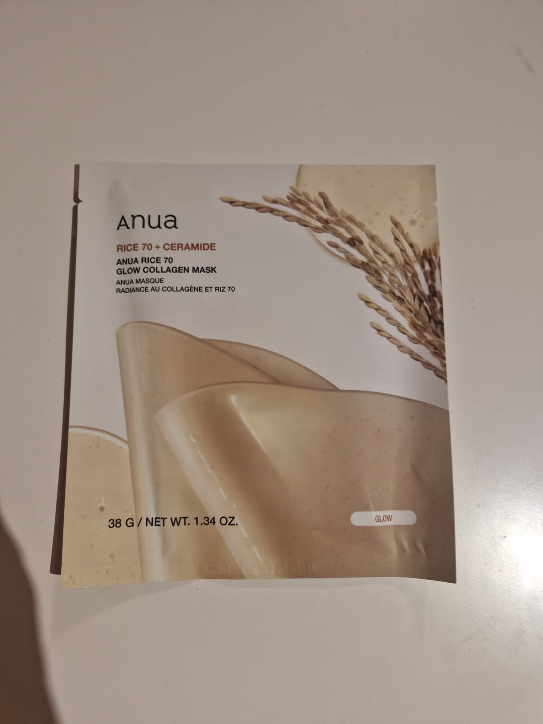 Customer photo review of Hidrogela maska mirdzuma piešķiršanai Anua Rice 70 Glow Collagen Mask