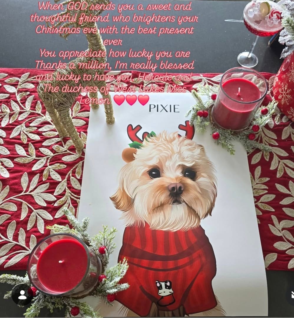 Customer photo review of Pet Portrait Gift Cards