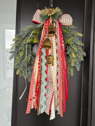 Customer photo review of Gingerbread Cottage Wreath Ribbon