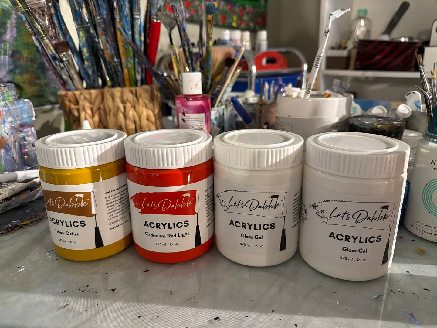 Customer photo review of DabblePaints™️ Yellow Ochre — Thick-Body Acrylic Paint