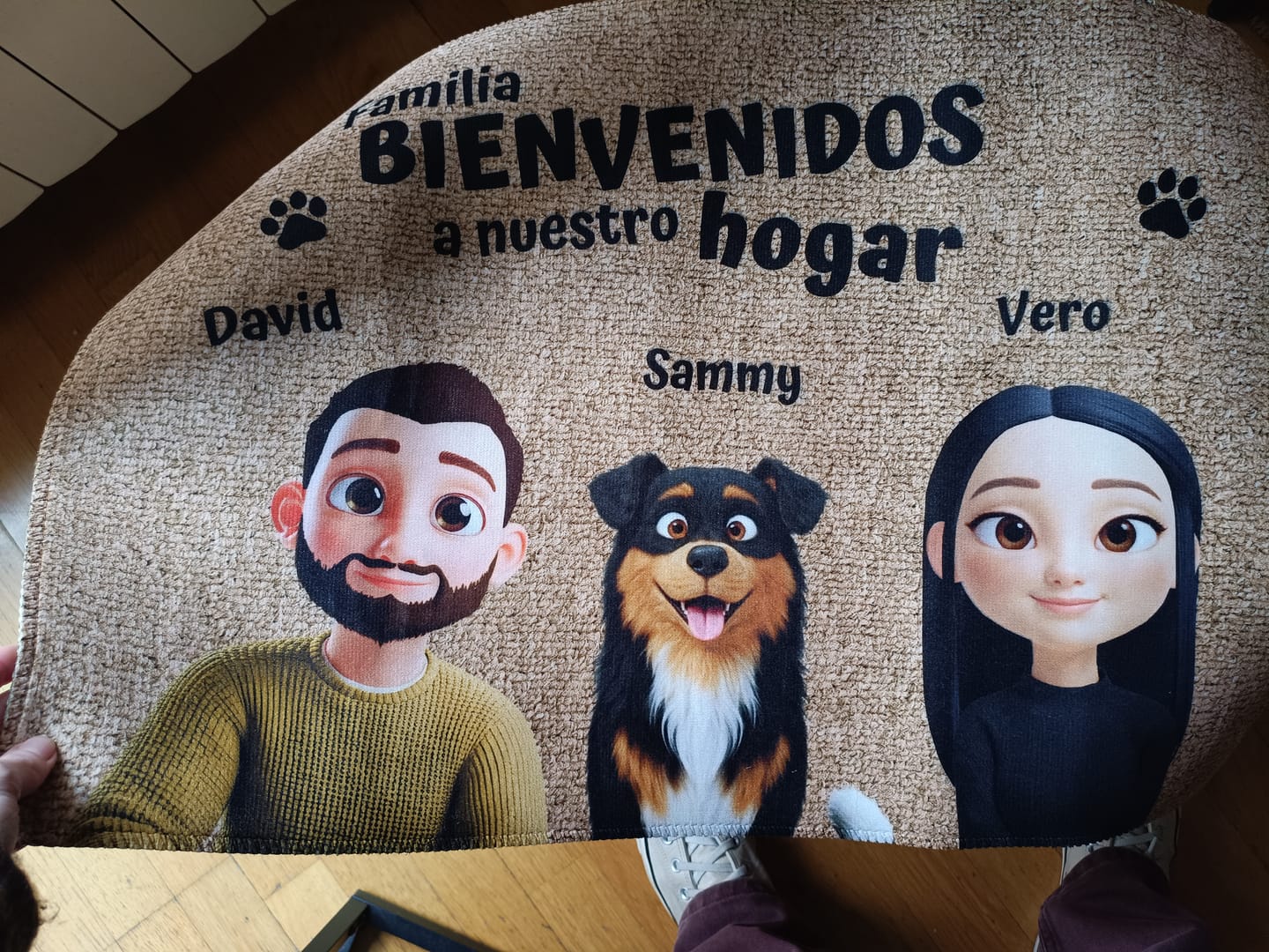 Customer photo review of Nuestro hogar - Felpudo personalizado