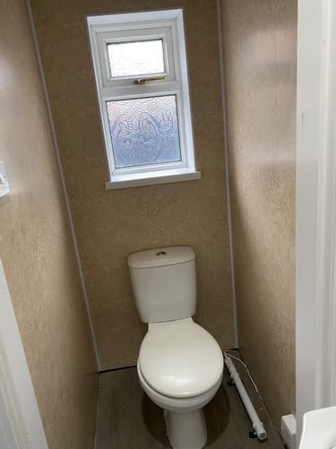 Customer photo review of Premium Beige Concrete Matt Shower Wall Panel – 1M x 2.4M