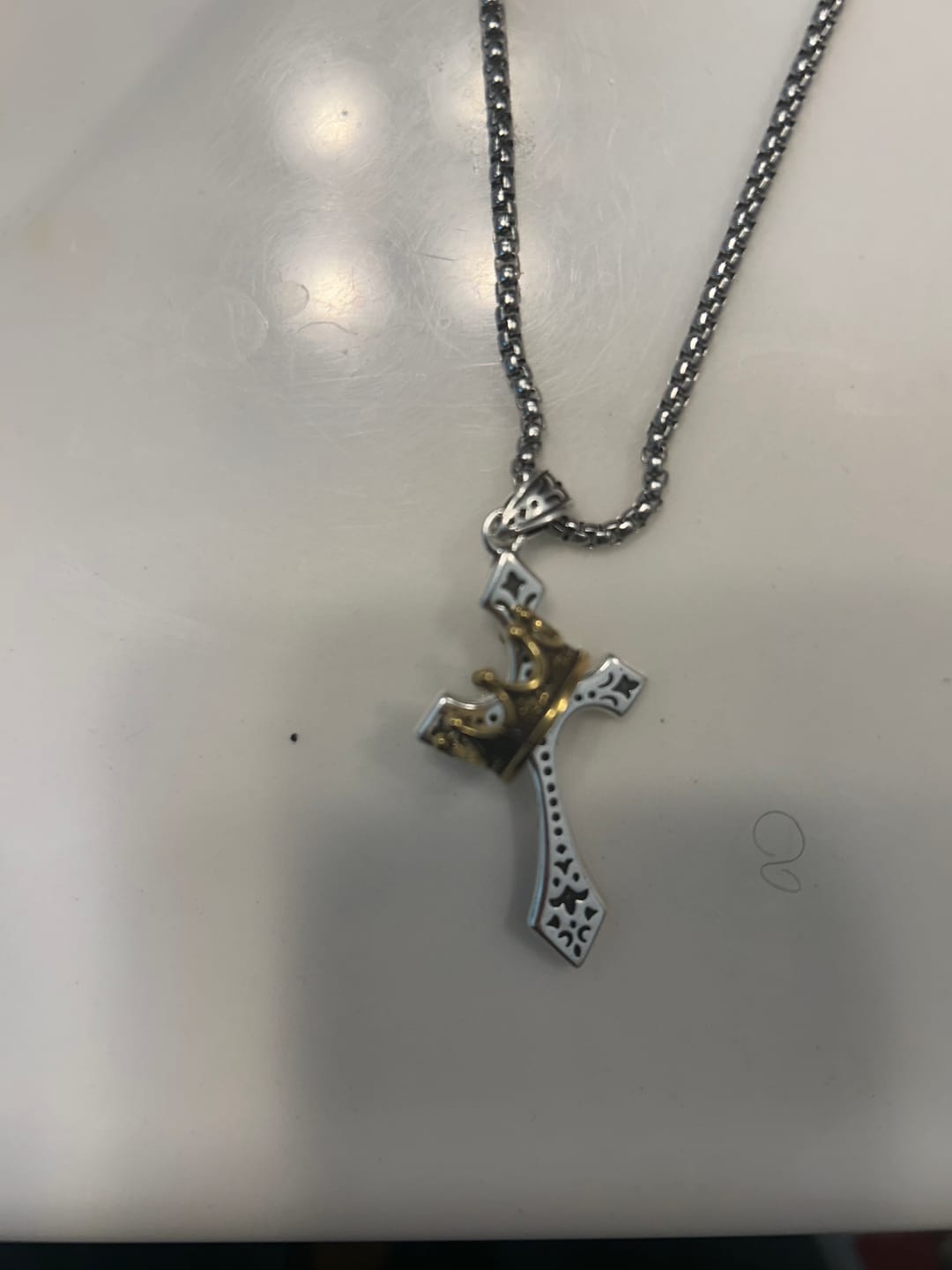 Customer photo review of Christianartworkshop The Crown Cross Necklace Religion Jewelry