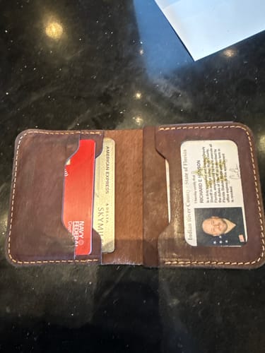Customer photo of minimalist badge wallet