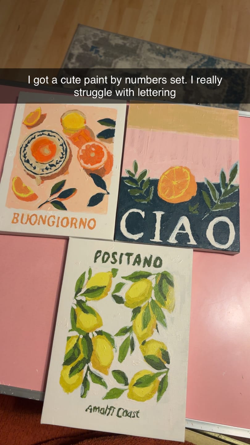 Customer photo review of 6 Mini Paintings - Italian Fruit & Drinks Set