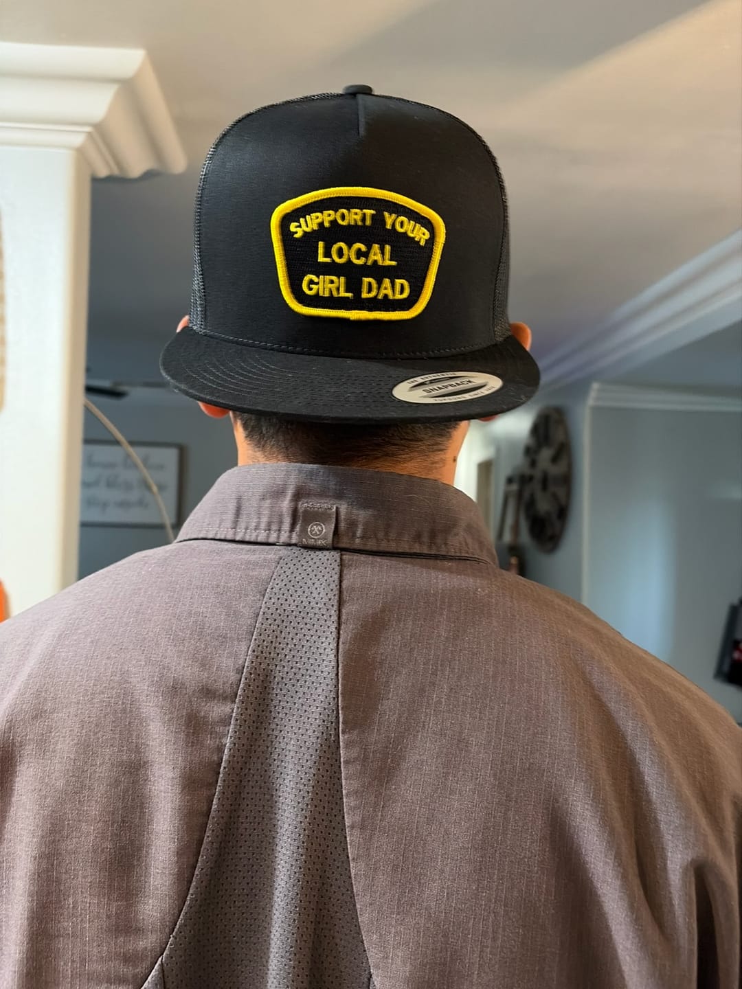 Customer photo review of Support Your Local Girl Dad Flat Bill Trucker