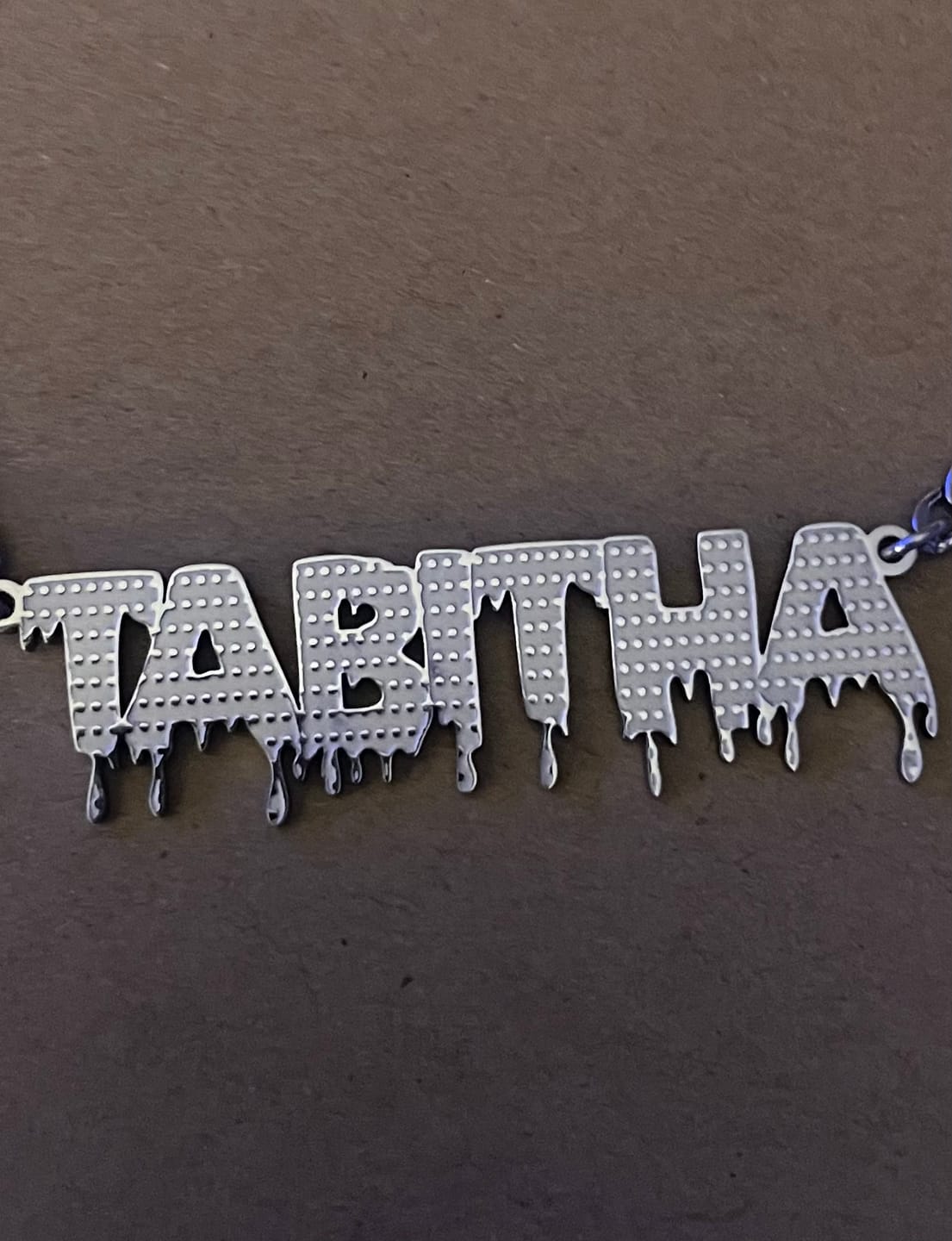 Customer photo review of Drippy Name Necklace w/ Cuban Chain