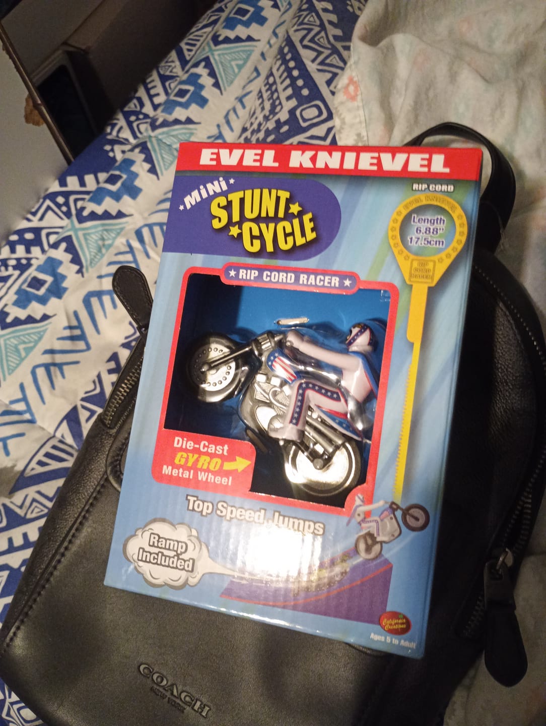 Customer photo review of Evel Knievel Mini Stunt Cycle - Rip Cord Racer