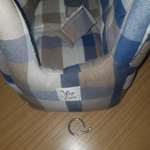 Customer photo review of Borsa Cotone Panama Scozzese Quadro Beige Bluette