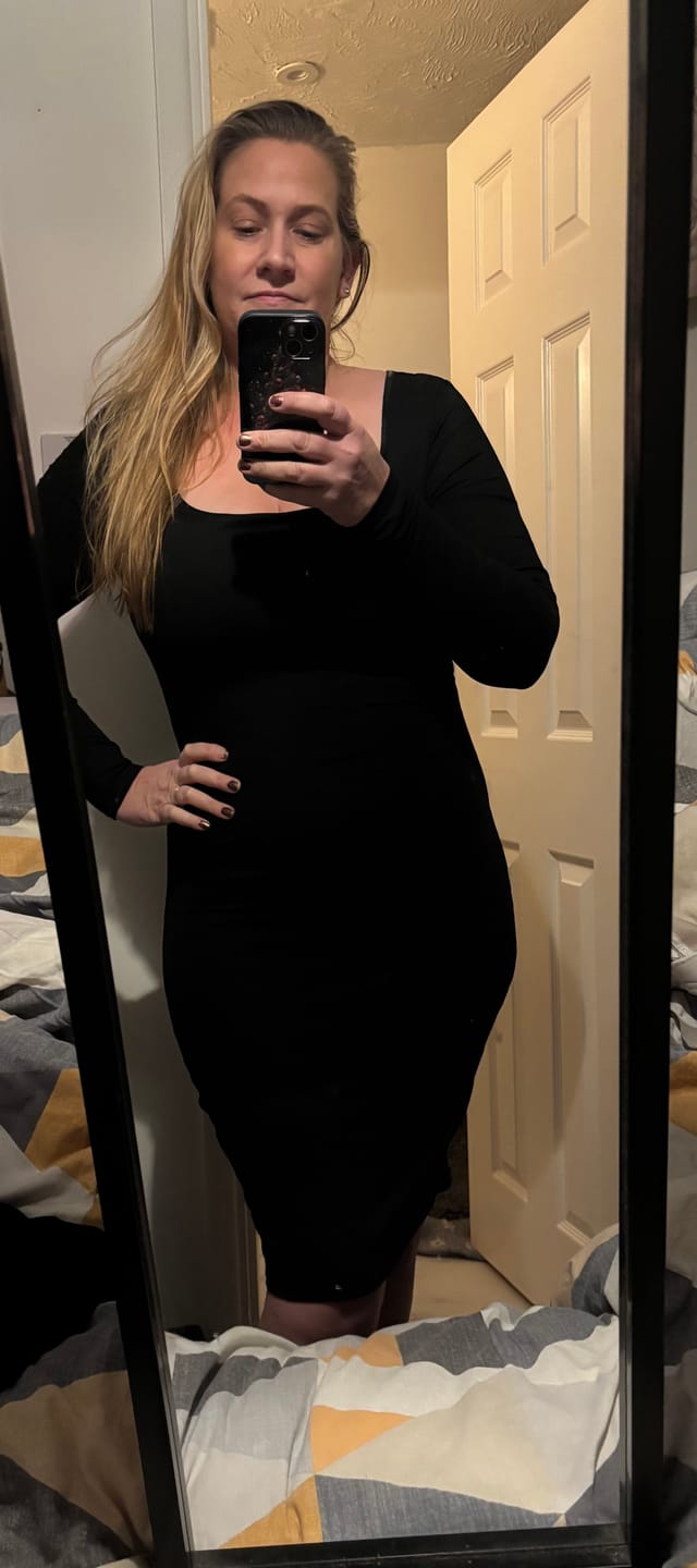 Customer photo review of Long Sleeve Midi Shapewear Dress