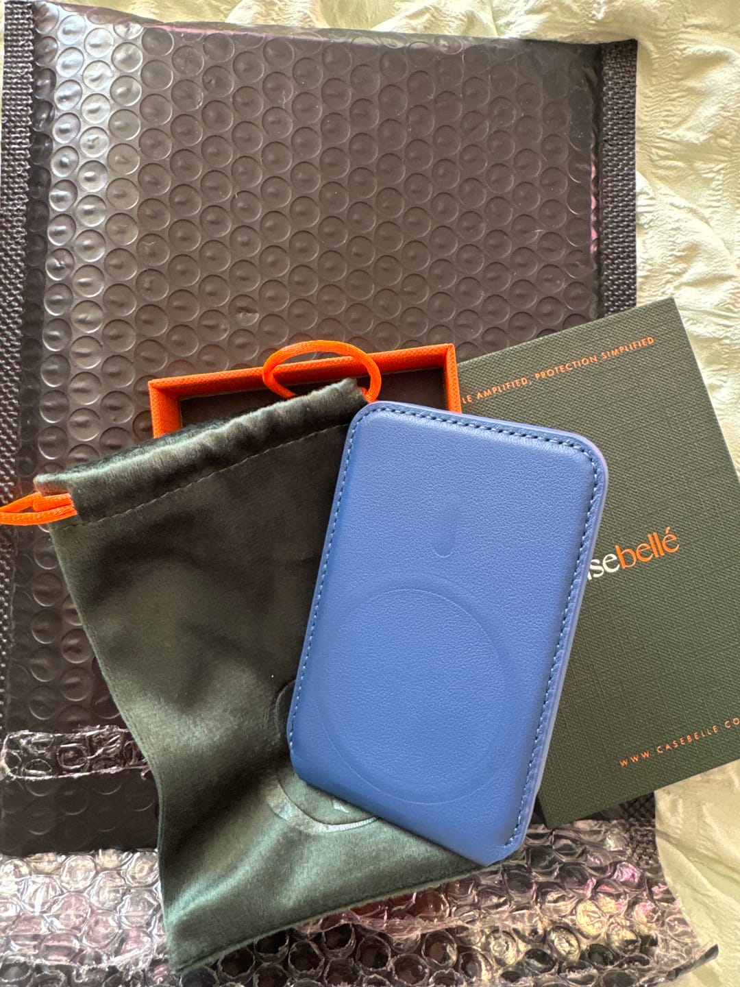Customer photo review of Timeless Luxe - MagSafe Compatible Kickstand Leather Wallet - Sapphire Blue