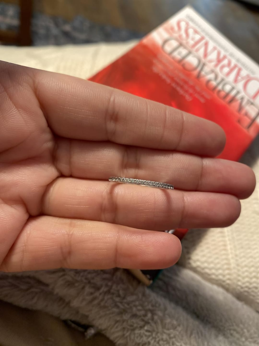 Customer photo review of Rodiffy Moissanite 0.5 Ct Yellow Gold  Full Eternity Thin Wedding Band For Women