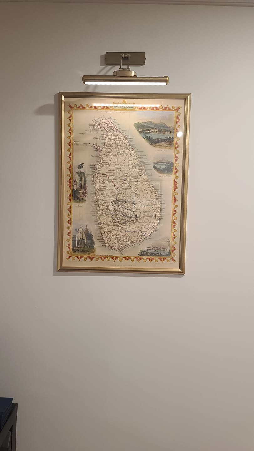 Customer photo review of Old Map of Sri Lanka by Tallis & Rapkin, 1851: Ceylon, Colombo, Kandy, Temple of Buddha, Ruins of Dagora