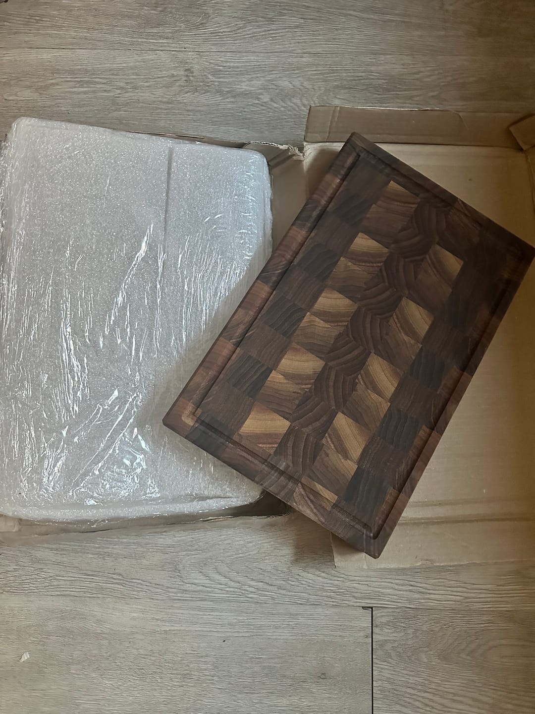 Customer photo review of Personalized Double-sided Walnut  End Grain Cutting Board