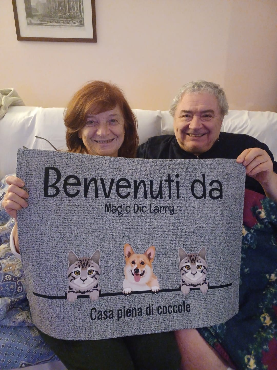 Customer photo review of Tutti i miei amici pelosi - Zerbino personalizzato