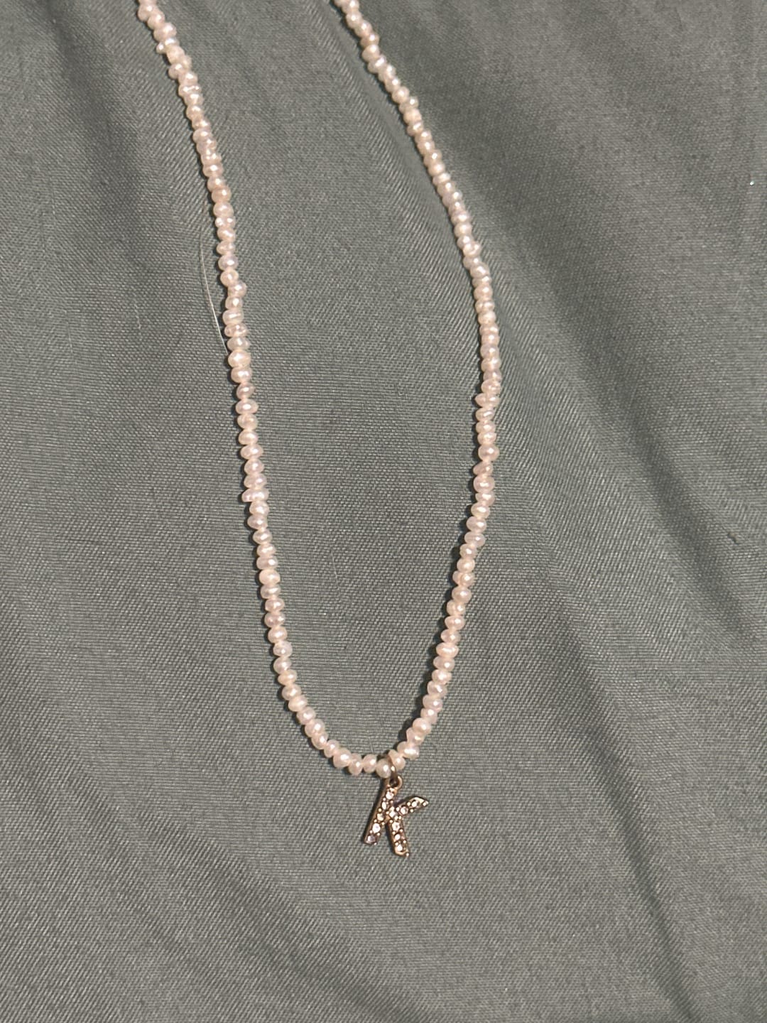 Customer photo review of Shelly Crystal Pearl Initial Choker