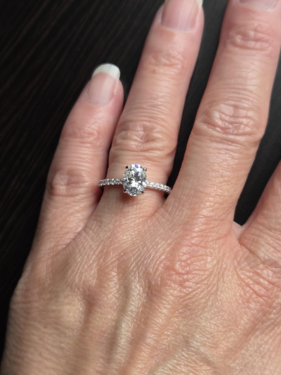 Customer photo review of S925 Moissanite 2.0 Ct~5.5 Ct Pavé Oval Cut Engagement Rings For Women