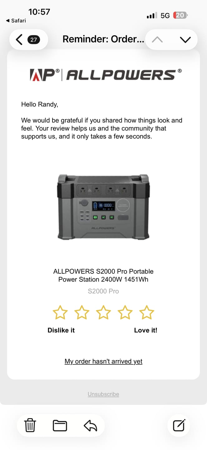 Customer photo review of ALLPOWERS S2000 Pro Portable Power Station 2400W 1451Wh