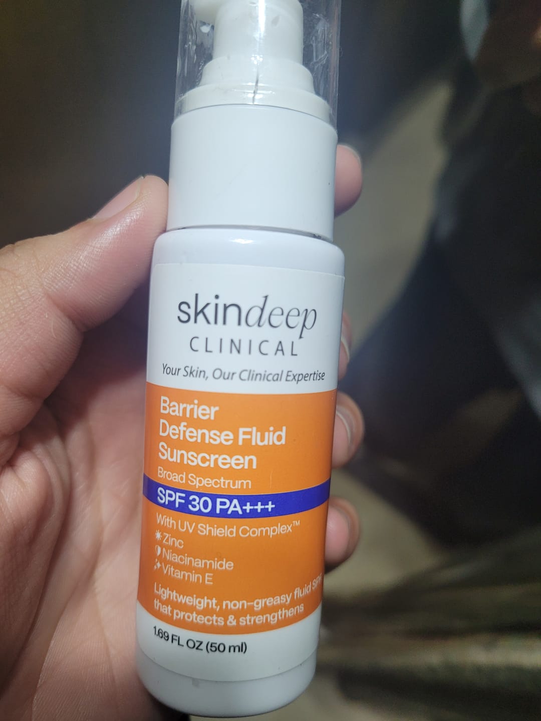 Customer photo review of Barrier Defense Fluid Sunscreen