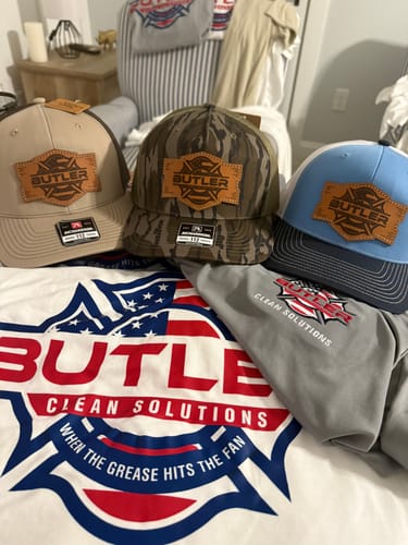 Customer photo review of Richardson 112 Genuine Leather Patch Hats Laser Engraved