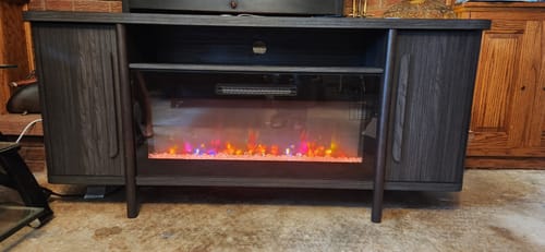 Customer photo review of Portman 66" Slatted Door Electric Fireplace TV Stand
