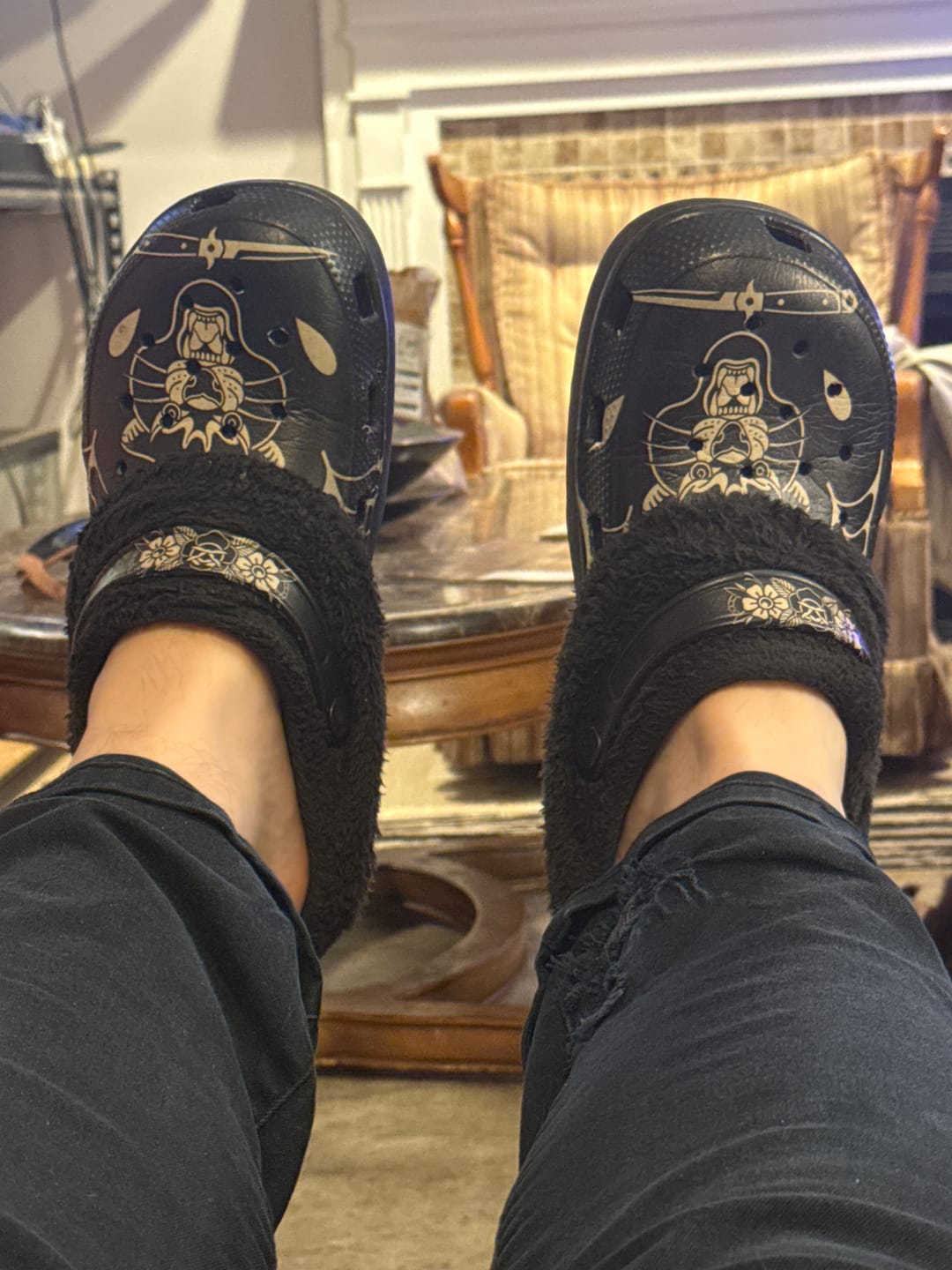 Customer photo review of Unisex Tiger Print - Fur Lined Slippers/Sandals