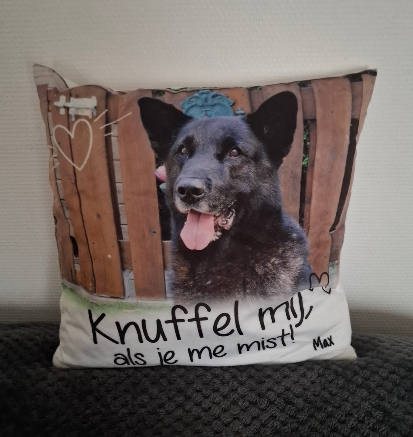 Customer photo review of Knuffel mij als je me mist - Gepersonaliseerde kussen