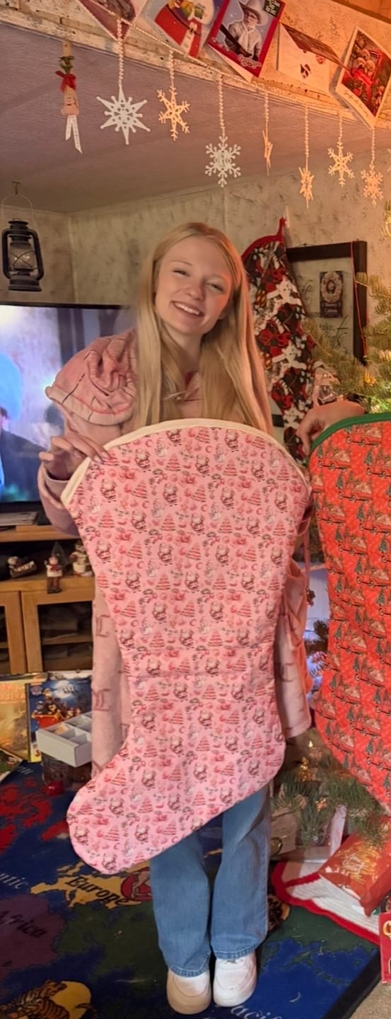 Customer photo review of Precious Pink Christmas Fabric