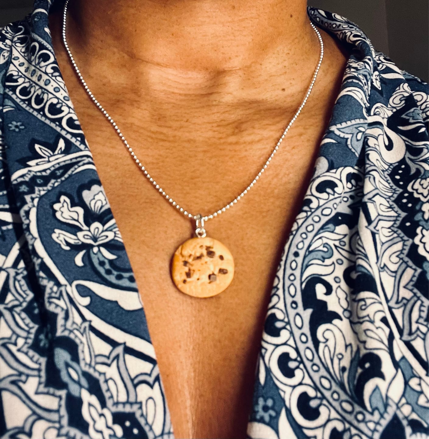 Customer photo review of Scented Chocolate Chip Cookie Necklace