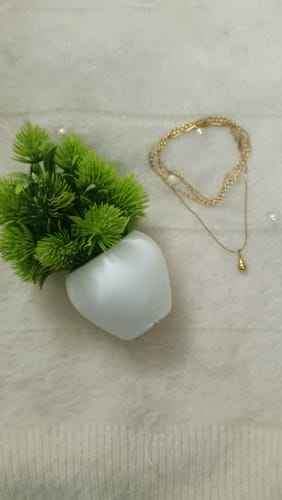 Customer photo review of Sleek Teardrop Charm Layer Necklace