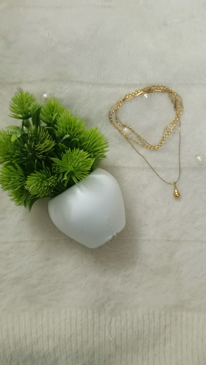 Customer photo review of Sleek Teardrop Charm Layer Necklace