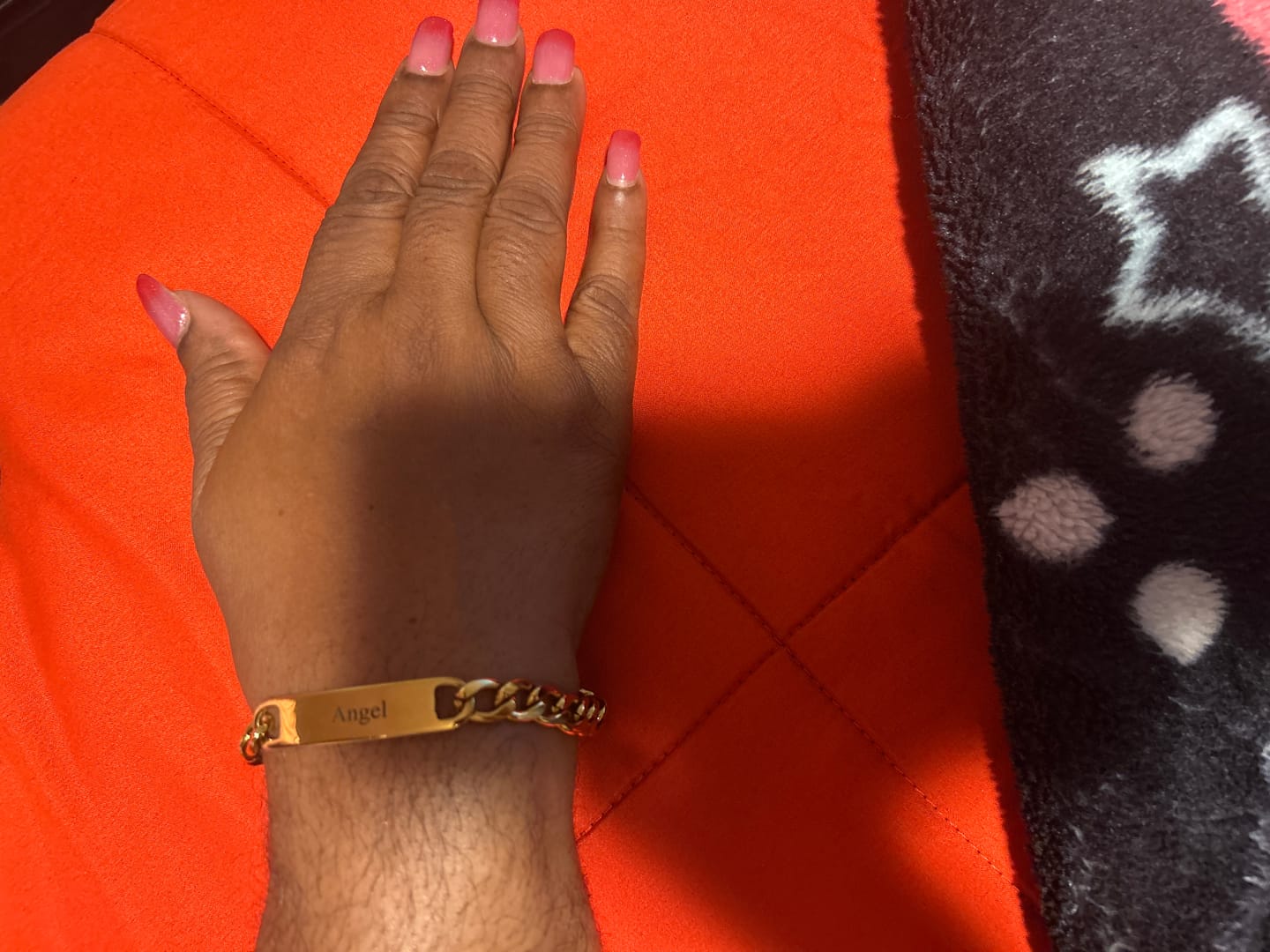 Customer photo review of Engraved Bar Cuban Link Bracelet