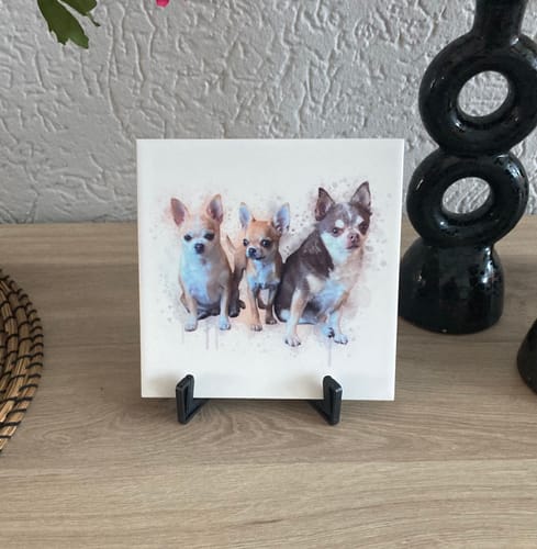 Customer photo review of Aquarel Portret op Tegel - Upload je eigen foto