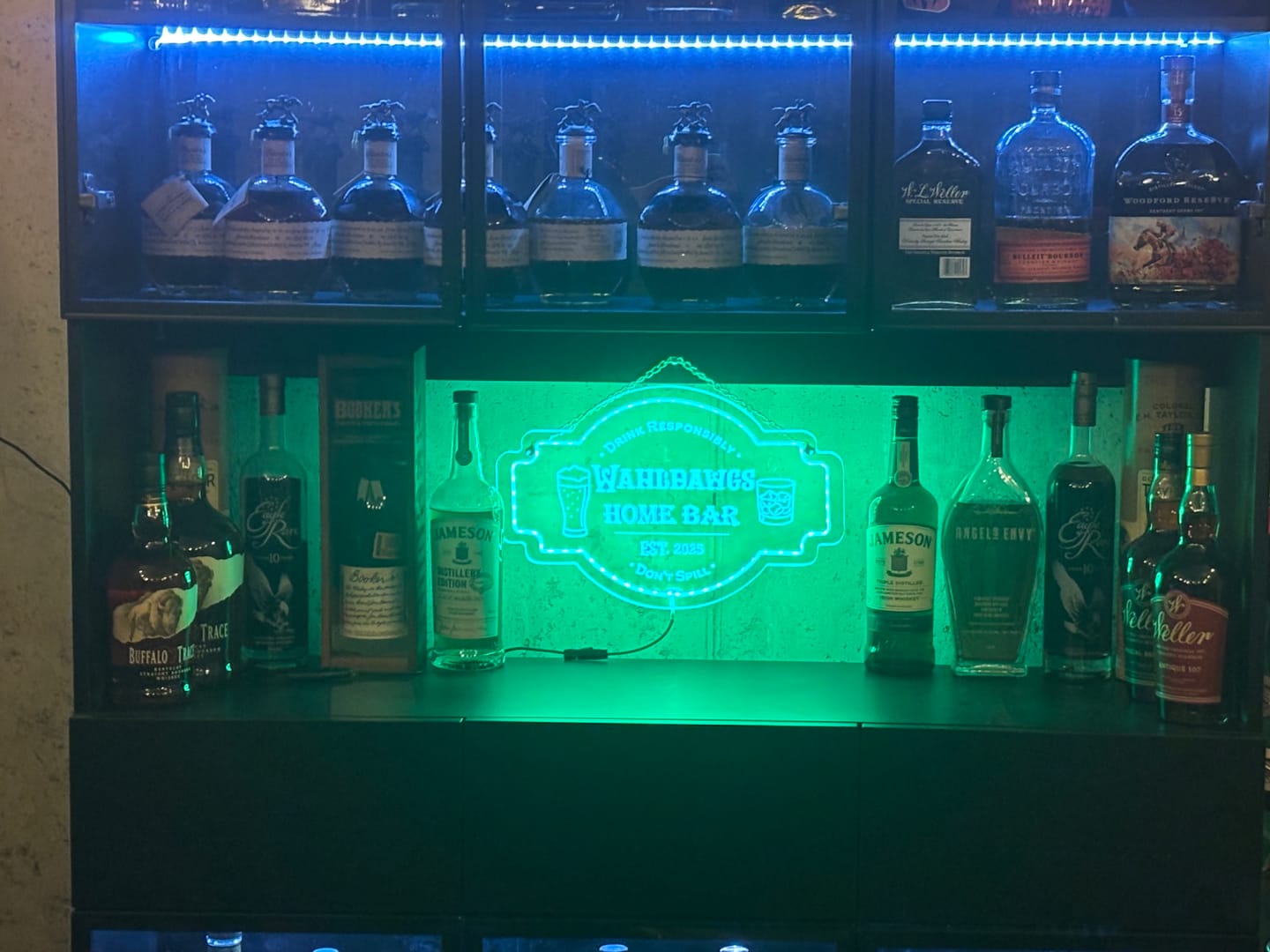 Customer photo review of Personalized LED Color Changing Acrylic Home Bar w/Glasses Sign